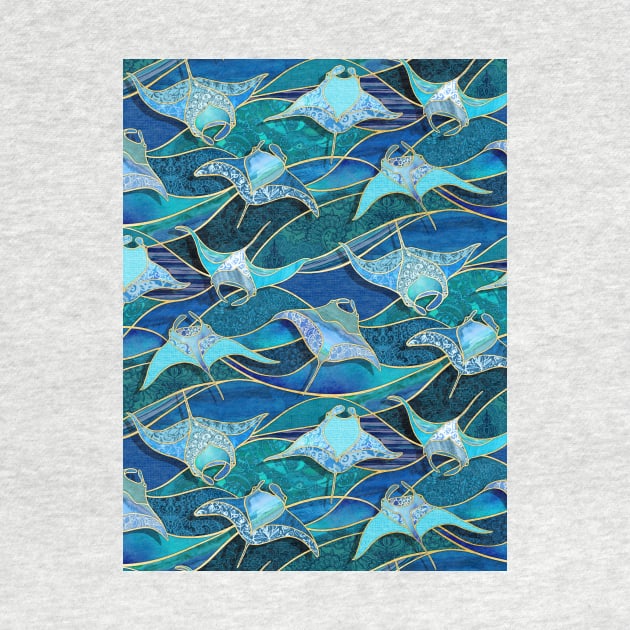 Patchwork Manta Rays in Sapphire and Turquoise Blue by micklyn